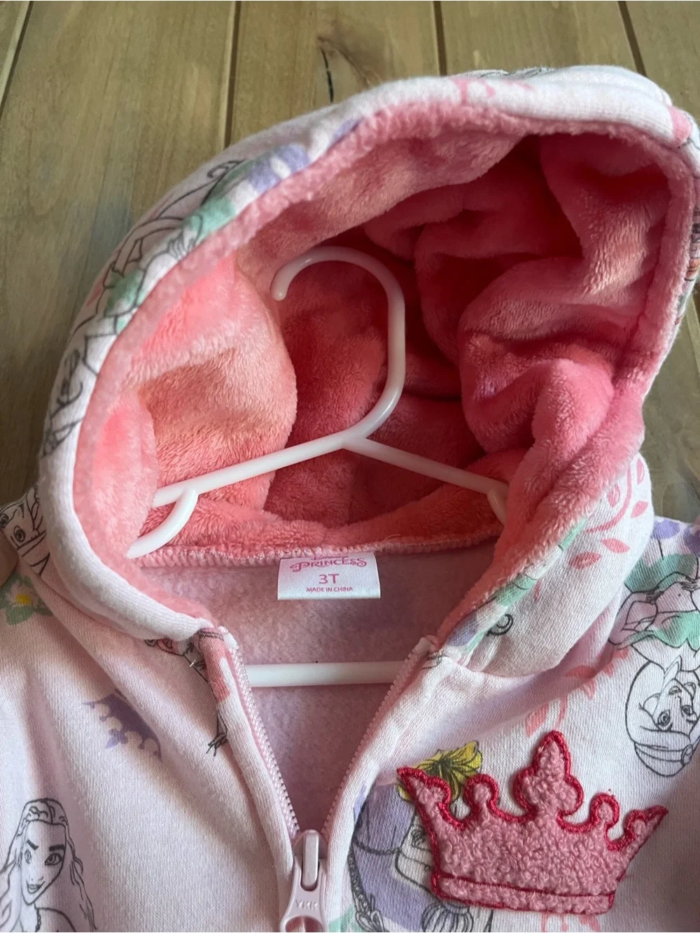 Disney Princess Pink Hooded Zip Top with matching sweat bottoms in size 3T